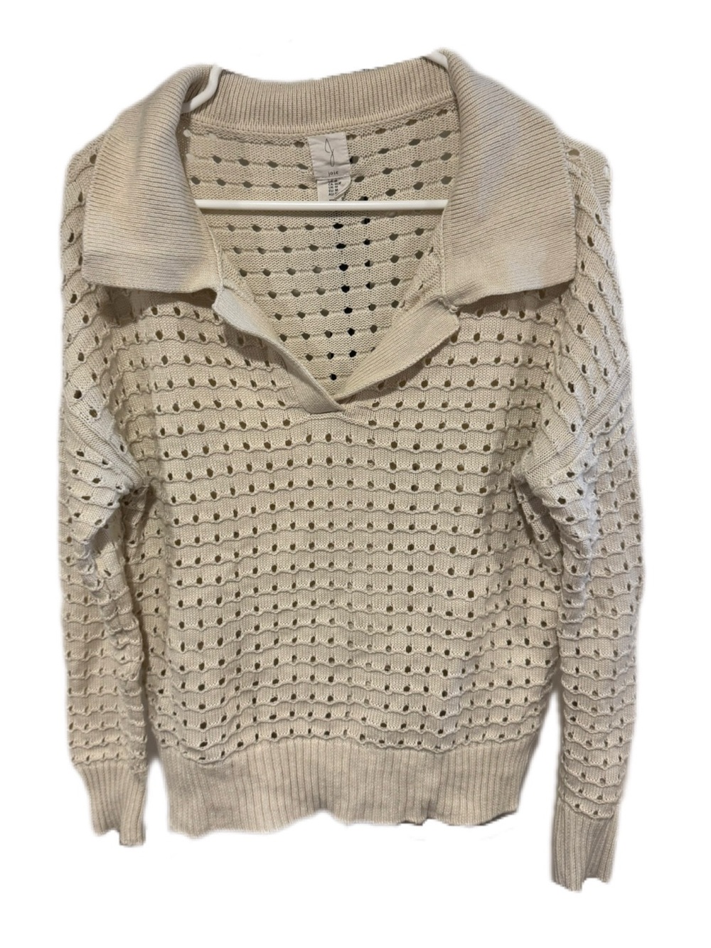 Joie Cream Open-Knit Collared Sweater Size Medium